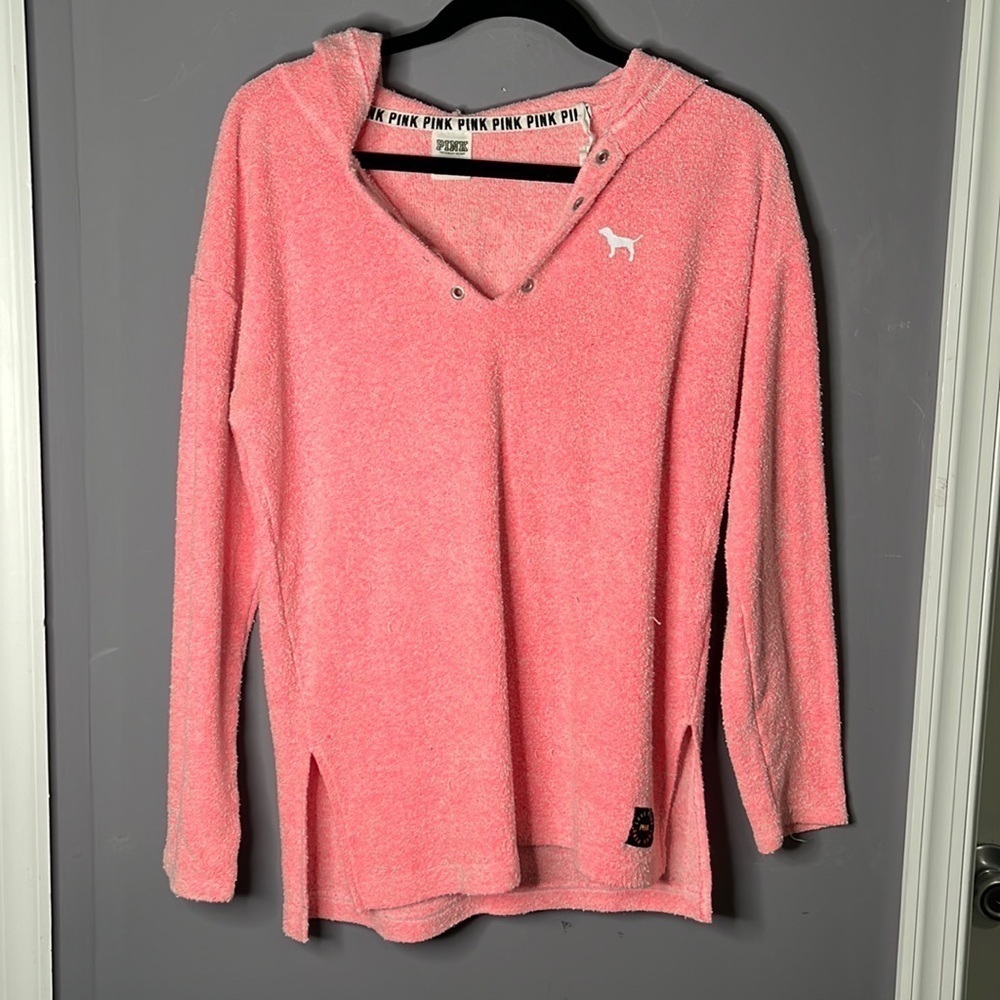 VICTORIA’S Secret Pink Pink Long Sleeve Hoodie Size XS - Picture 9 of 9